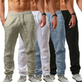 Summer Men's High-Waist Breathable Cotton Linen Pants Lightweight Loose Casual Sports Style Hip-hop Inspired Canvas Fabric