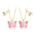 Factory Price Best Friend Necklaces for Girls Trendy Butterfly Pendant on Link Chain Alloy Material for Kids