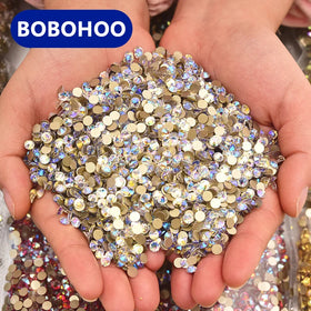 BOBOHOO Best Quality 2088 Sparkling 16 Facets Gold Base Non-Hotfix Strass Glass Rhinestones for Dance Dresses and Garments