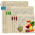 Eco-Friendly Organic Cotton Grocery Produce Bags Reusable Mesh Design with Letter Pattern