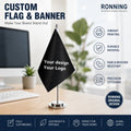 Hot Sales Full Color 14x21cm Custom Printing Logo Small Mini All Country Nation Office Table Desk Flag With Pole Stand MegaBDM