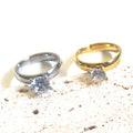 Fashion Stainless Steel Zircon Diamond 4 Claws Wedding Finger Ring Jewelry for Women 4mm Wide Band