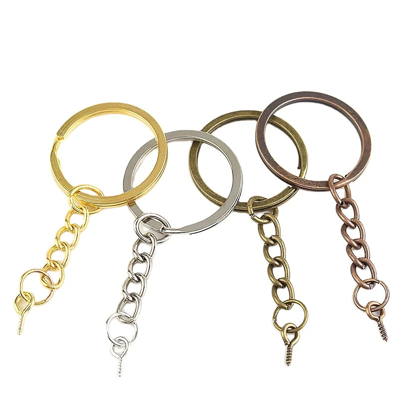 Screw Eye Pin Key Chain Key Ring Keychain Bronze Rhodium Gold Keyrings Split Rings With Screw Pin Jewelry Making