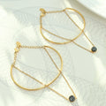 Double Layer Black Diamond Black Obsidian Bracelet Wholesale Bracelets Stainless Steel Gold Bangle