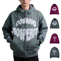 Unisex Custom 350gsm Hooded Zip-Up Fleece Oversized Heavyweight Winter Warm Breathable Lined Puff Printed Zip Hoodie