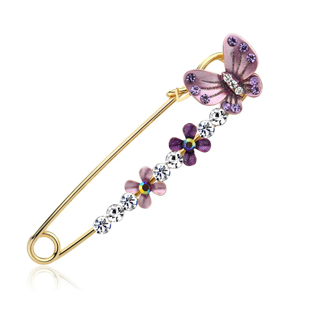 Joyas Fashion Jewelry Rhinestone butterfly Luxury Flower Customized Brooches Pins for Women