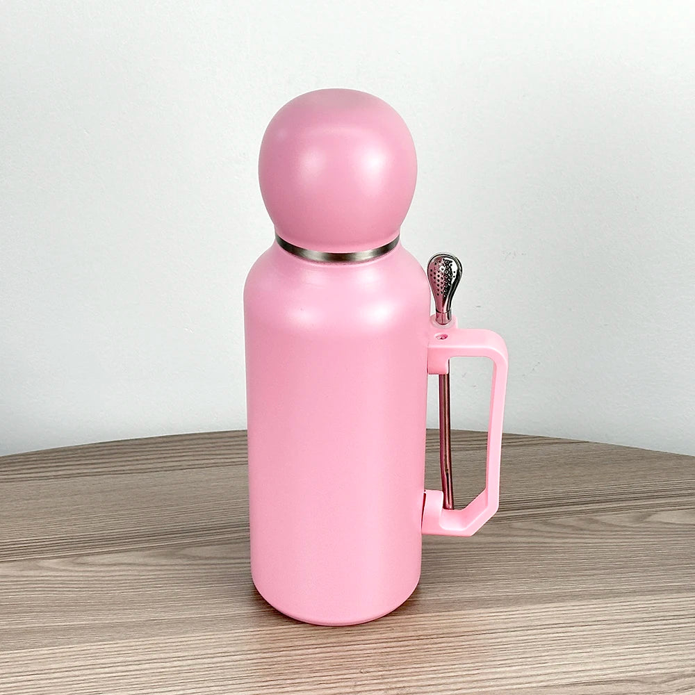 1300ml Football Water Bottle with 220ml Taza De Yerba Mate Tea Cup Lid Thermos Flask Straw Filter Argentina Powder Coated Termos