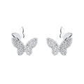 Wholesale Fashionable Jewelry Chic Women's Silver Butterfly Earrings with AAA Zircon for Women