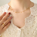 2022 European and American Fashion Simple Stainless Steel 18K Gold High-end Star Oval Leaf Choker Necklace