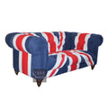 OEM ODM Vintage Denim Fabric Sofa Set Living Room Furniture England Flag Union Jack Chesterfield Sofa 2 Seat with Armchair