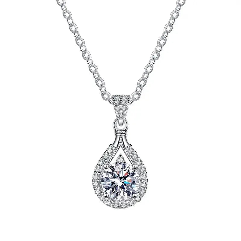 Fashion Diamond Jewelry  Moissanite Pear Shaped Drop Necklace for Women 925 Sterling Silver for Women Wedding Engagem