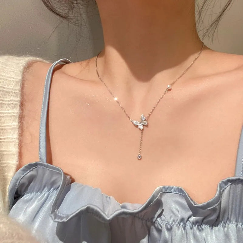 2025 New High-end Necklace Light Luxury  Choker Necklace 925 Sterling Silver Butterfly Necklace for Women