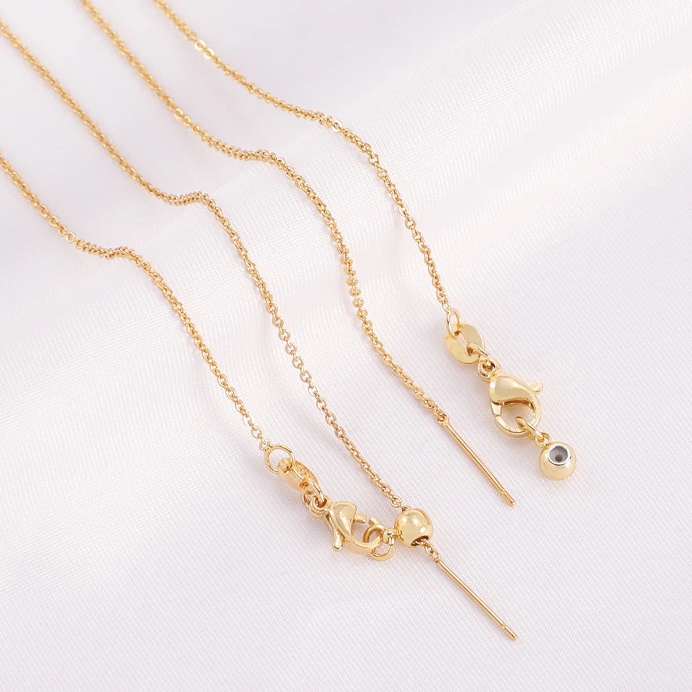 18K Gold Plated Chain Brass Adjust Universal Extension Chain Necklace Chain for Jewelry Making