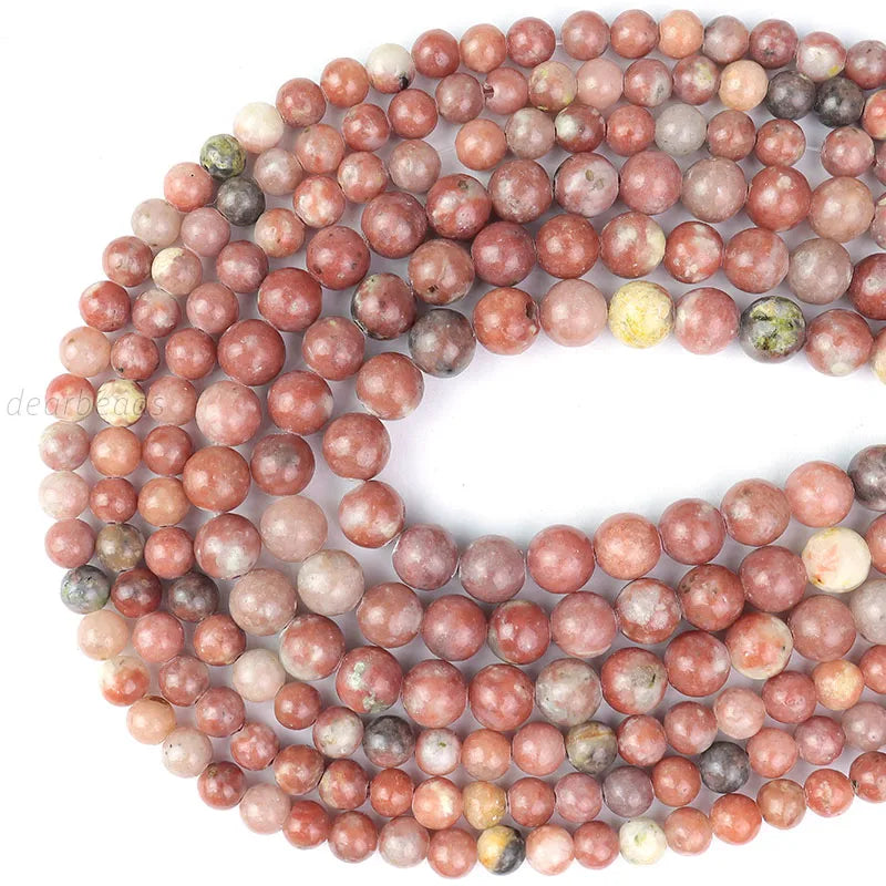 Wholesale Cheap Plum Blossom Jade Stone Beads Pink Lepidolite Natural Gemstone Loose Bead for Beaded Jewelry Making 6 8 10 12mm