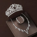 Retro Wedding Crown New Main Wedding Dress Crown Korean Style High Grade Grand Necklace Three Piece Set