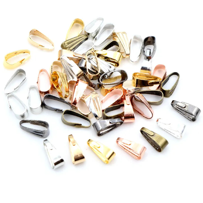 100pcs 9*4mm Multi-Colors Pendant Necklace Buckle Clasp Connectors for Cameo Tray DIY Jewelry Making Findings Accessories