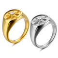 Fashion Wholesale Jewelry Pave Diamond Zircon North Star Ring 18k Gold Plated Compass Signet Men Women Stainless Steel Rings