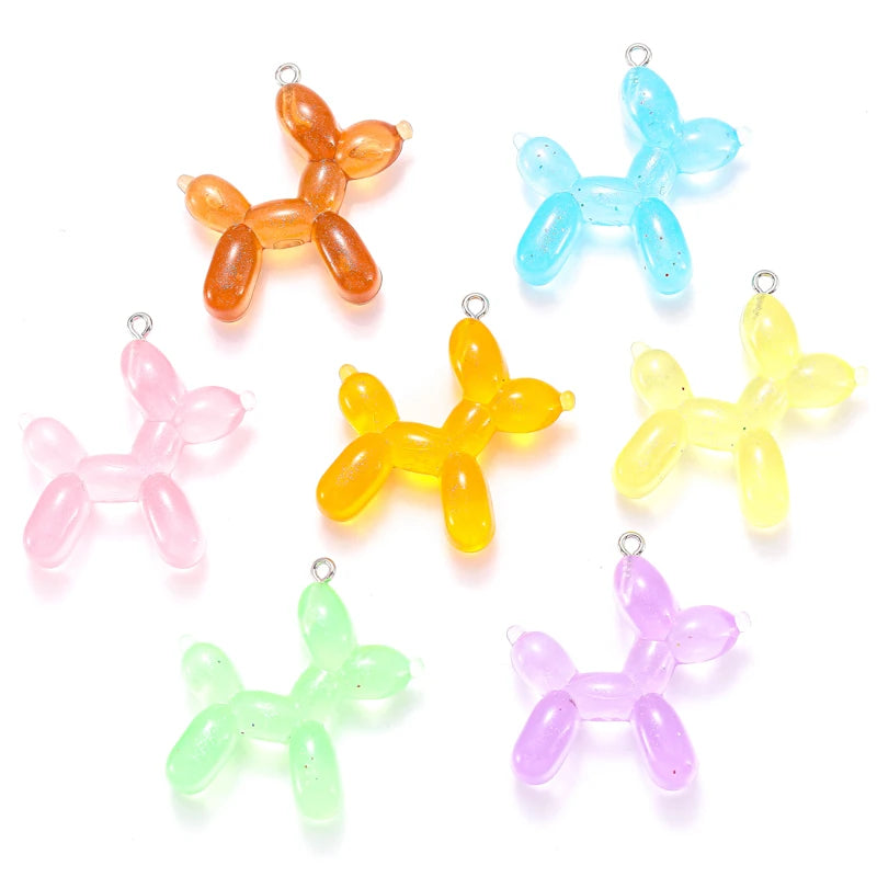 Colorful Glow Bubble Dogs Resin Charms Accessories Pendants Handmade Jewelry DIY Earring Necklace 34*37mm W327