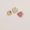 18k Gold Plated Copper Multi Cz Paved Delicate Heart Pendant for Women Necklace