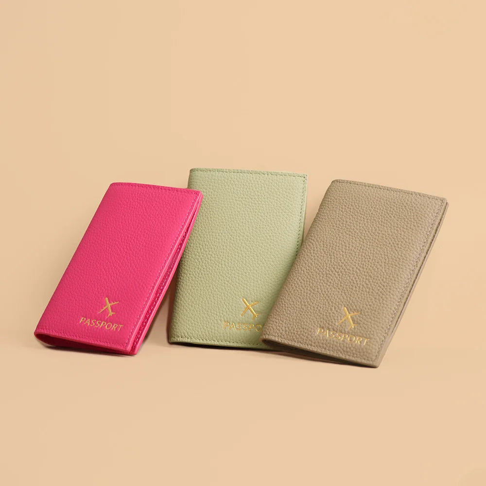 Factory Sales Women's Passport Document Holder Genuine Leather Passport Holder Custom Logo