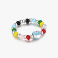 925 Sterling Silver Sweet Cute Colorful Crystal Beads Adjustable Charm Ring Fine Jewelry Enamel Flower Fashion Rings for Women