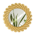 Jinnhome Gold Sunburst Flower Decorative Dressing Mirror Art Deco Style Wall Hanging Bathroom Mirror Made of Plastic