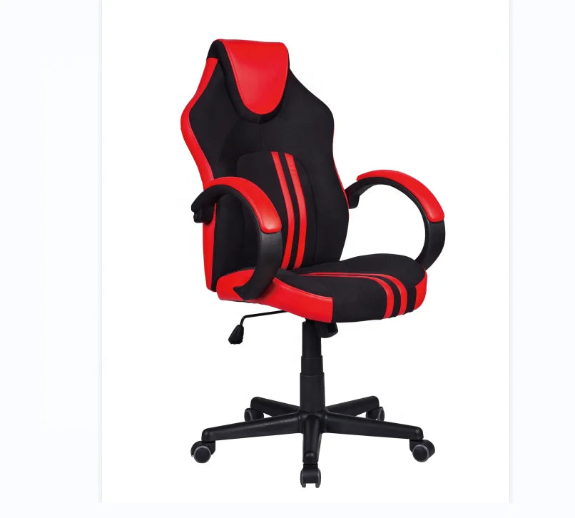 Modern Ergonomic Red Office/Gamer Gaming Chair with Adjustable PU-Padded Armrest Lift Mechanism Swivel for PC Games Office Work