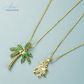 Simple Luxury Women's Copper Gold-Plated Zircon Coconut Pendant Necklace Fashion Accessory with Pearl As Main Stone