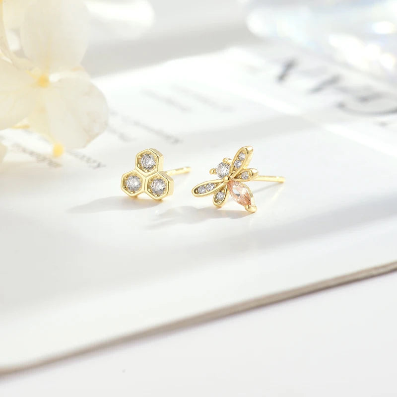 Wholesale Gold Bee Zircon Earrings for Women Fashion Jewelry Pendientes Tassel Earrings Stud Earrings