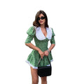 RNSHANGER Summer Printed Dresses Women Fashion Slim Mini Dress Women Elegant Prairie Chic Puff Sleeve Dresses for Female
