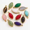 10*21.5mm Stainless Steel Bezel Gem Water Drop Birthstone Charms Marquise Single Bail Connectors