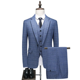 Classic Men's Long Plus Size 3-Piece Suit Set for Wedding Groom & Banquet Parties Business Casual M-6XL