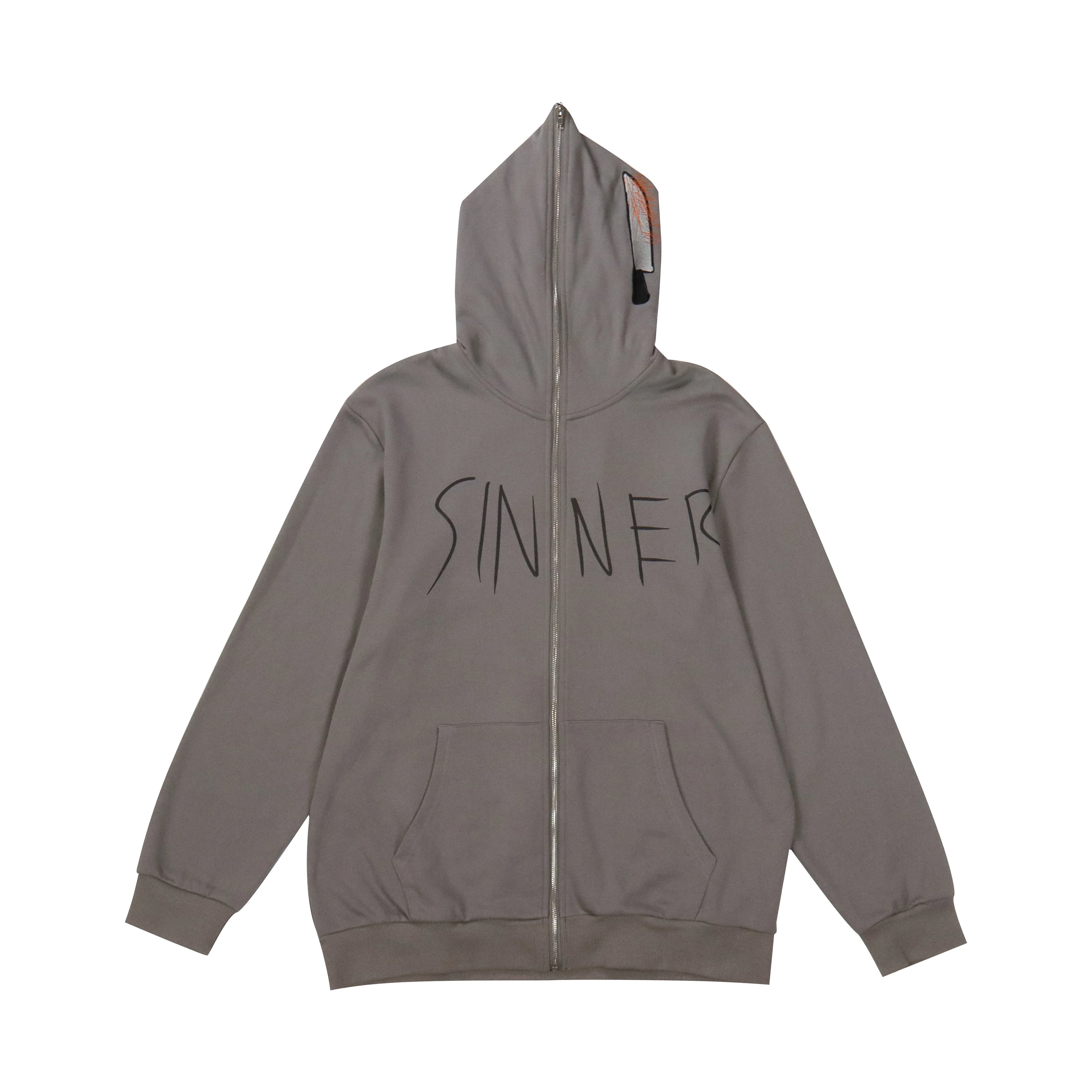 Wholesale No String Custom 3D Logo Puff Print Zip up Hoodie