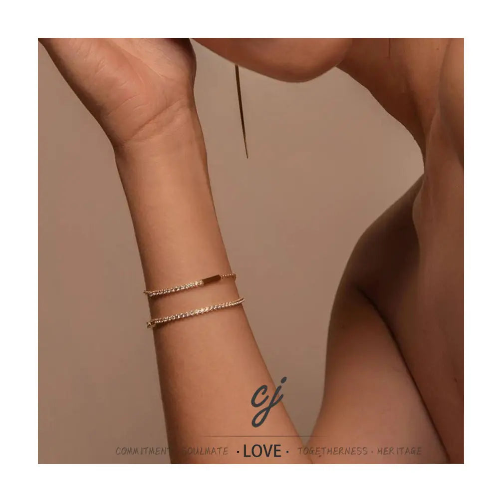 Carline Wholesale Fashion 925 Sterling Silver 5A Zircon Tennis Chain Gold Bracelets Homme Fine Jewelry Bracelet Femme for Women