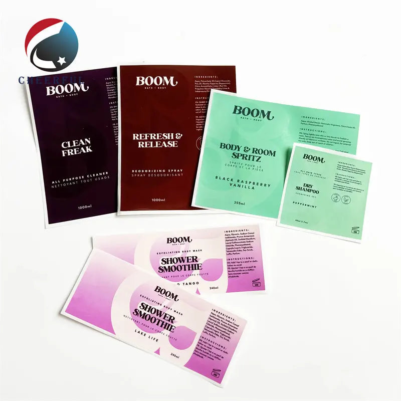 Customized Self Adhesive Waterproof Roll Vinyl Sticker Plastic Body Shampoo Tube Labels Hand Body Lotion Bottle Private Label