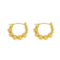 French Style Ins Wind Personality Size Round Bead Stitching Shape Earrings Plated 18 Real Gold Female Titanium Steel Earrings