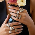 J&D Fashion Smooth Liquid Wave Irregular Ring Love Adjustable Ring Stackable Stainless Steel Ring Women's Jewelry Party Gift
