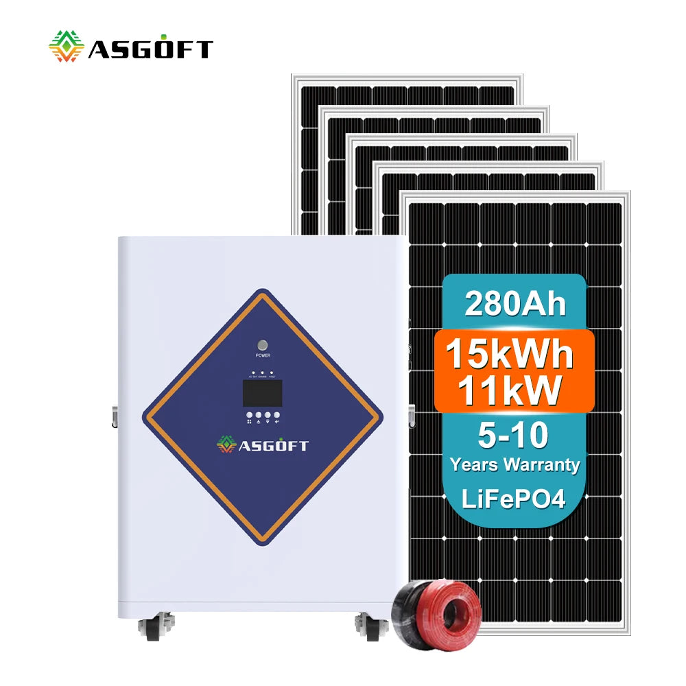 Poland Stock All-In-One Grid Outdoor Hybrid Inverter 11kw 15kwh LiFePO4 Lithium Battery 51.2V Solar Storage Battery Power System