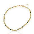 Green Malay Jade Brass Cylinder Bead Real Gold Plated Trendy Handmade Pendant Necklace for Wedding
