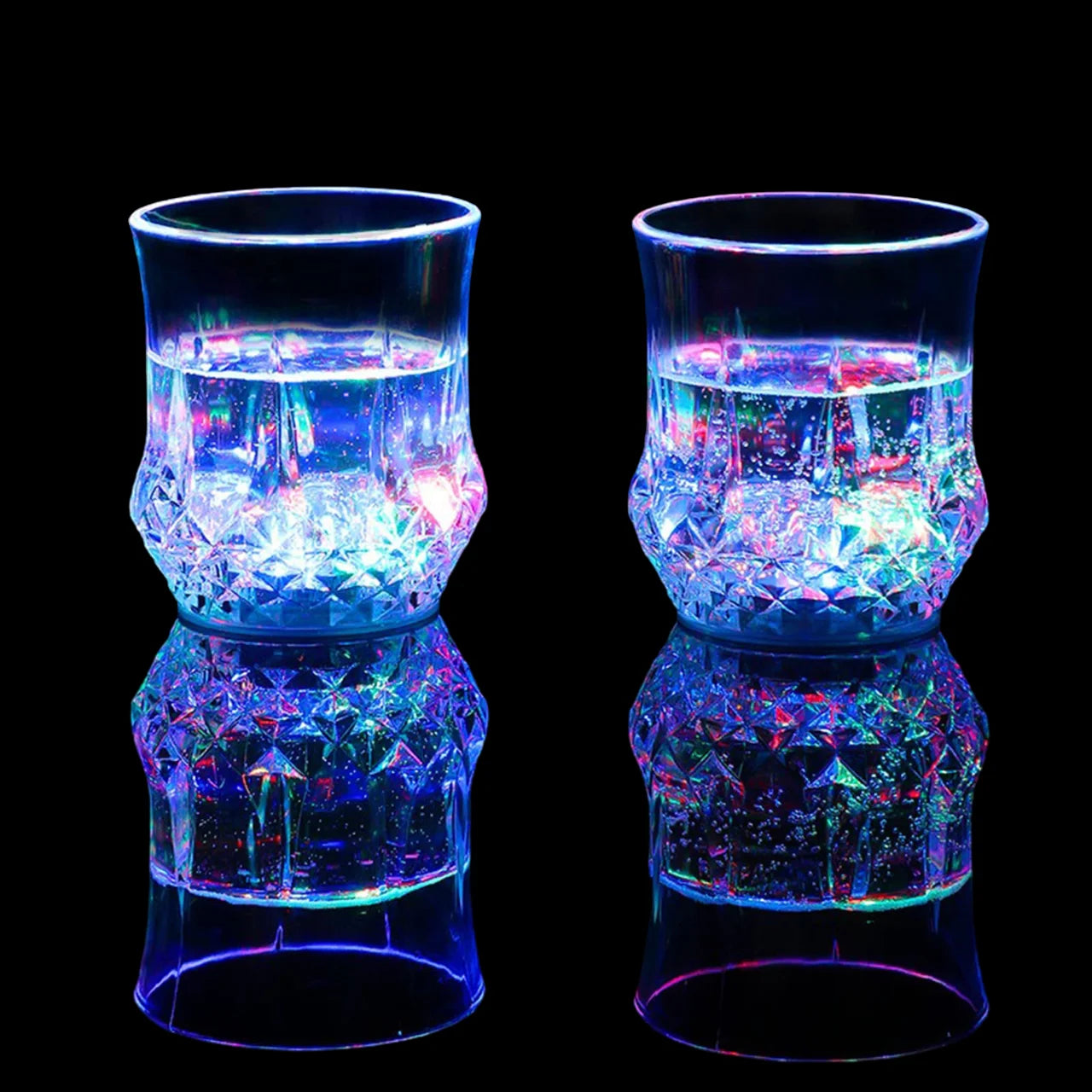 New 7oz Transparent LED PS Material Crystal Faceted Cup Battery Operated Illuminated Barware Decorative Drinking Party