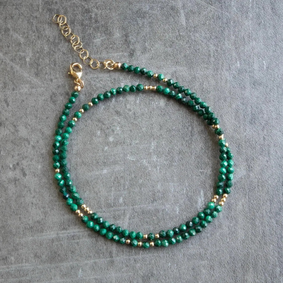 Zooying Malachite Beaded Genuine Crystal Necklaces for Women Malachite Jewelry