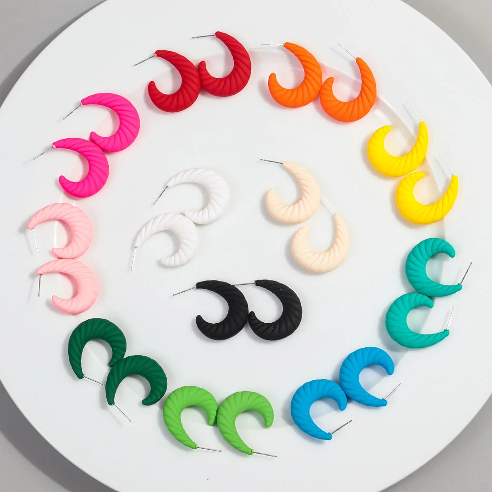 Cheap Wholesale Best Selling Colorful Geometric Horn Patterned Matte Students Popular Jewelry Simple Acrylic Earrings for Women