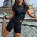 Custom Women Yoga Shorts Set Wholesale Gym Fitness Sportswear Breathable Sustainable 2 Piece Crop Top and Short Sets Workout Set