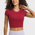 Women Short Sleeve Crop Top Slimming Fit Custom Logo Gym Fitness Workout Active Shirts