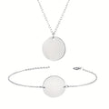 18k Gold Engraved Disc Charm Bracelets Necklace DIY Jewelry Stainless Steel Chain Hand Custom Letter Disk Jewelry