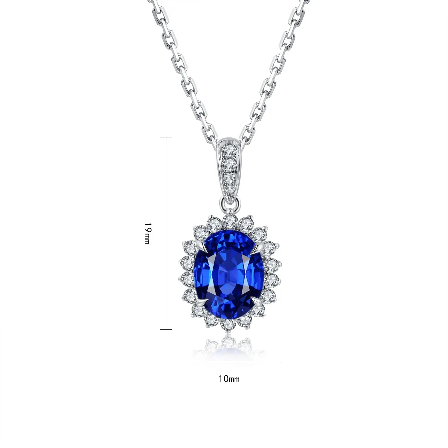 New Fashion S925 Silver Lab Grown Sapphire Charm Necklace with Link Chain Luxury Style Women's Wedding Gift Jewelry