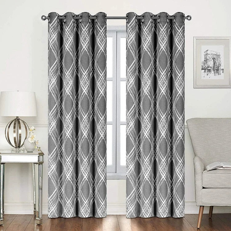 XinLan Fancy Window Treatment Luxury Modern Noise Reduce Wave Jacquard Cortinas Curtains for Wholesale