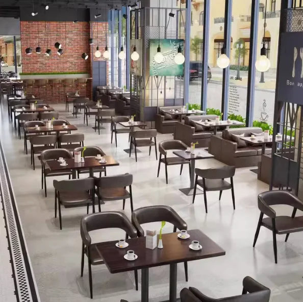 XY Best Coffee Booth Sofa Coffee Color Long Table Western Restaurant bar square Table Custom Table and Chair Combination