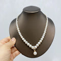 Freshwater Pearl Round Necklace 3-9mm 4A Quality Small to Large Pearls with Silver Clasp + Silver Pendant Product