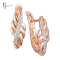 FJ Fallon Fashion Jewelry Leaves Earrings Plated in Rose Gold Two Tone Brass Based